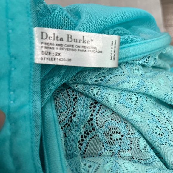 [2X]Delta Burke Elegant Lace Corset Basques Bustier in Torquase Sheer - Picture 5 of 7